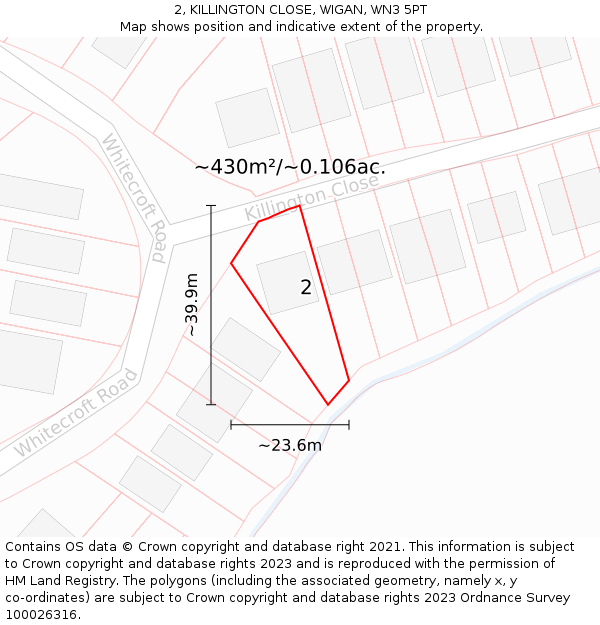 2, KILLINGTON CLOSE, WIGAN, WN3 5PT: Plot and title map