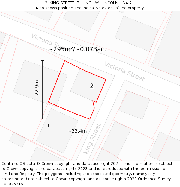 2, KING STREET, BILLINGHAY, LINCOLN, LN4 4HJ: Plot and title map