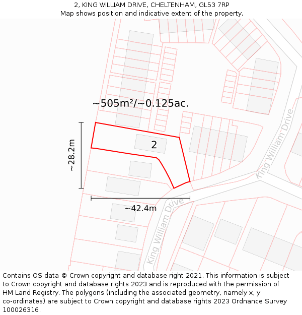 2, KING WILLIAM DRIVE, CHELTENHAM, GL53 7RP: Plot and title map