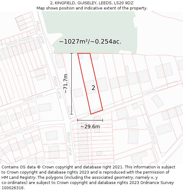 2, KINGFIELD, GUISELEY, LEEDS, LS20 9DZ: Plot and title map