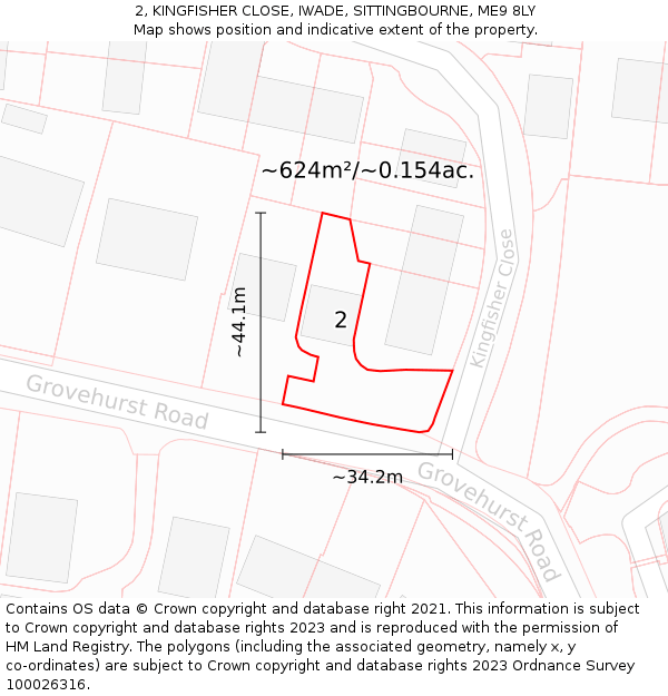 2, KINGFISHER CLOSE, IWADE, SITTINGBOURNE, ME9 8LY: Plot and title map