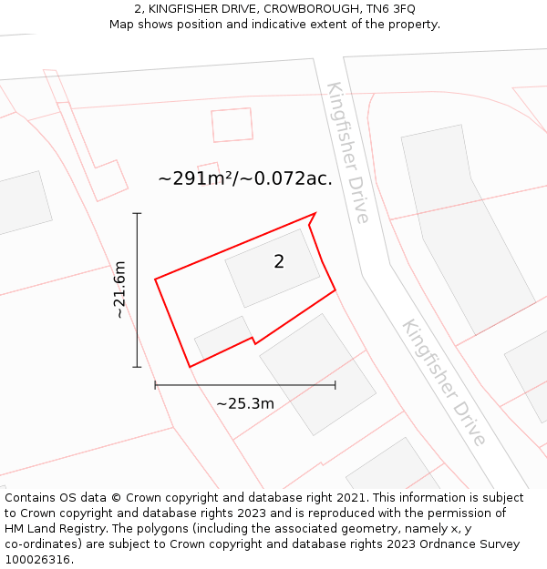 2, KINGFISHER DRIVE, CROWBOROUGH, TN6 3FQ: Plot and title map