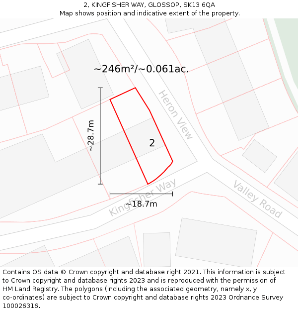 2, KINGFISHER WAY, GLOSSOP, SK13 6QA: Plot and title map