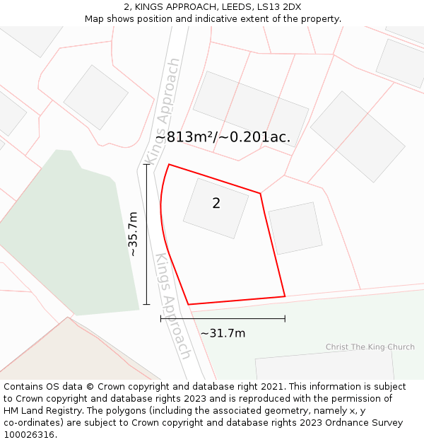 2, KINGS APPROACH, LEEDS, LS13 2DX: Plot and title map