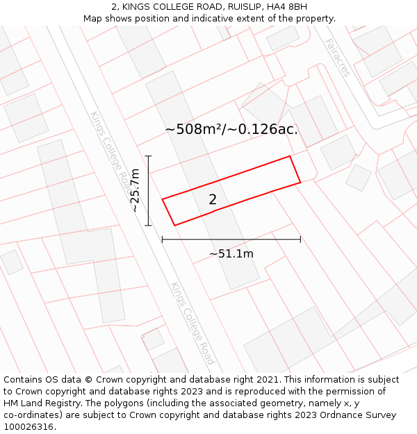 2, KINGS COLLEGE ROAD, RUISLIP, HA4 8BH: Plot and title map