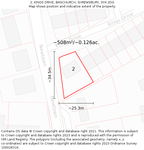 2, KINGS DRIVE, BASCHURCH, SHREWSBURY, SY4 2DG: Plot and title map