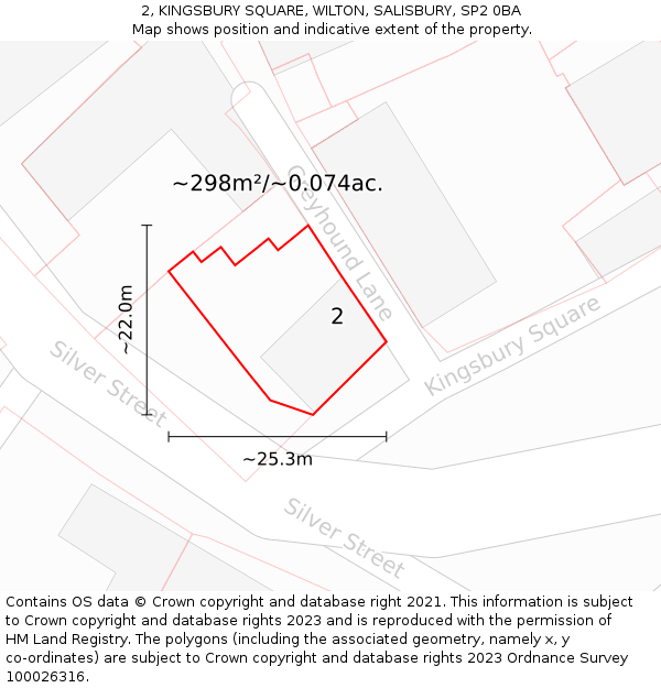 2, KINGSBURY SQUARE, WILTON, SALISBURY, SP2 0BA: Plot and title map