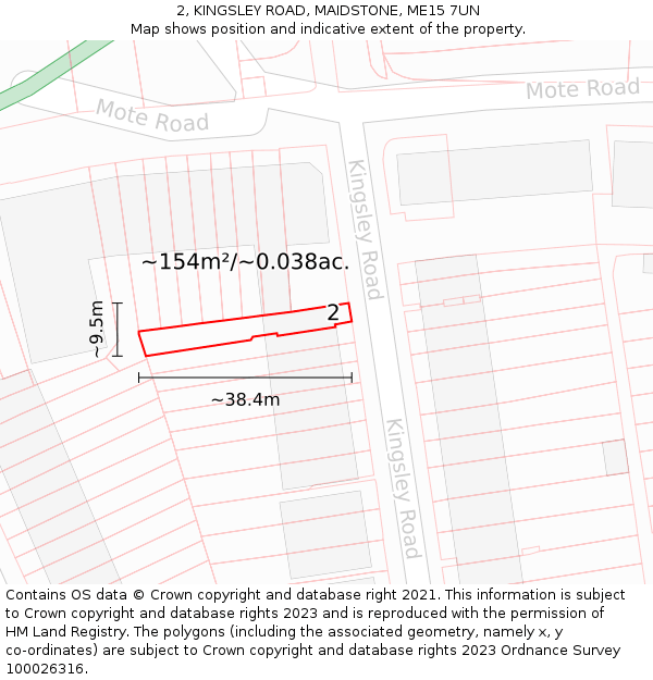 2, KINGSLEY ROAD, MAIDSTONE, ME15 7UN: Plot and title map