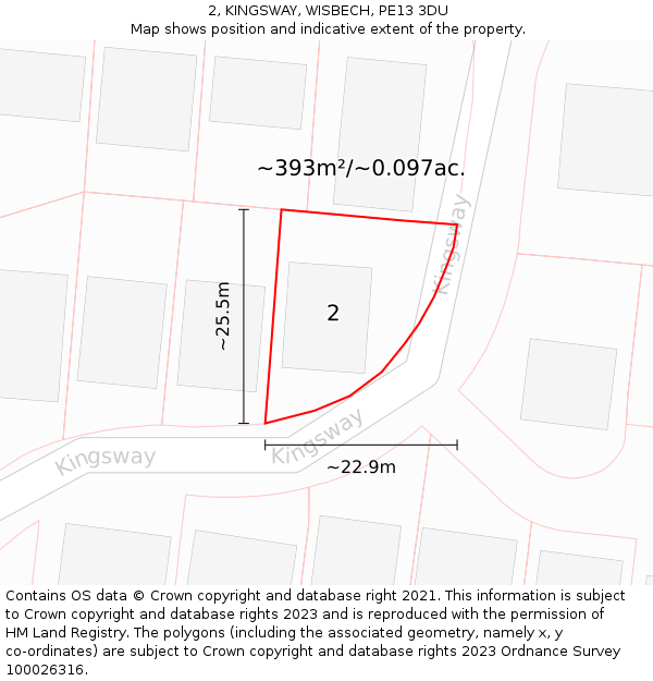 2, KINGSWAY, WISBECH, PE13 3DU: Plot and title map