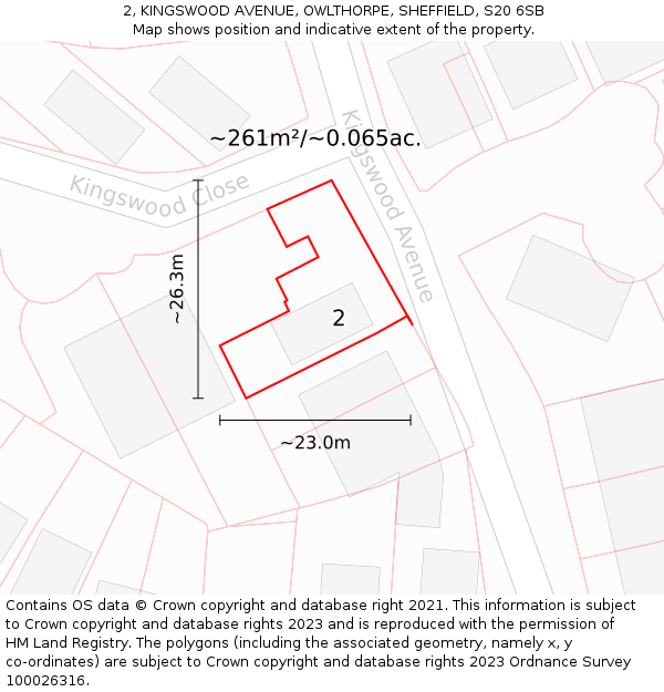 2, KINGSWOOD AVENUE, OWLTHORPE, SHEFFIELD, S20 6SB: Plot and title map