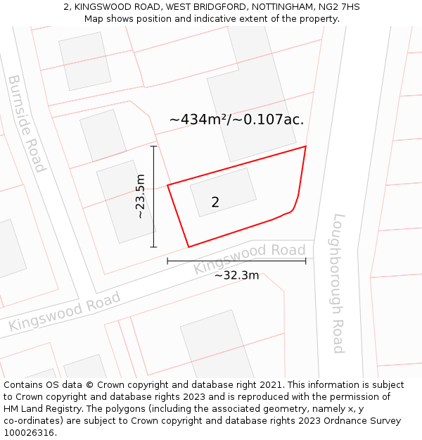 2, KINGSWOOD ROAD, WEST BRIDGFORD, NOTTINGHAM, NG2 7HS: Plot and title map