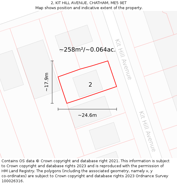 2, KIT HILL AVENUE, CHATHAM, ME5 9ET: Plot and title map