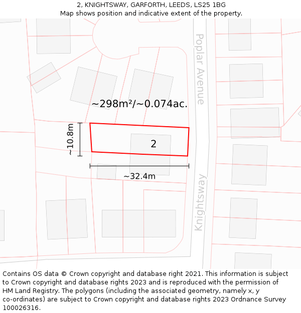 2, KNIGHTSWAY, GARFORTH, LEEDS, LS25 1BG: Plot and title map