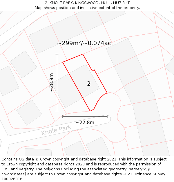 2, KNOLE PARK, KINGSWOOD, HULL, HU7 3HT: Plot and title map