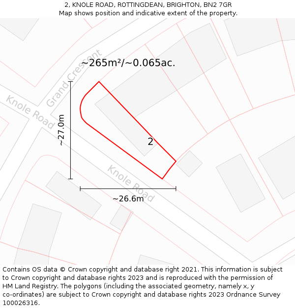 2, KNOLE ROAD, ROTTINGDEAN, BRIGHTON, BN2 7GR: Plot and title map