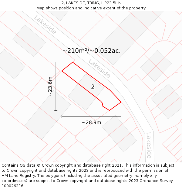 2, LAKESIDE, TRING, HP23 5HN: Plot and title map