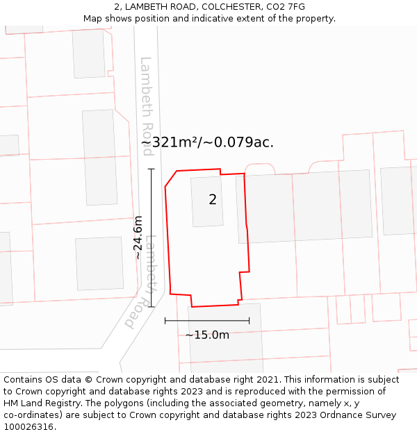 2, LAMBETH ROAD, COLCHESTER, CO2 7FG: Plot and title map