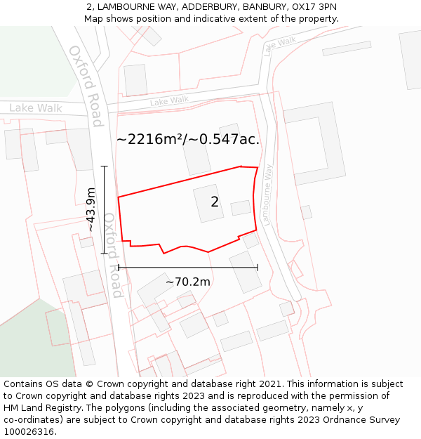 2, LAMBOURNE WAY, ADDERBURY, BANBURY, OX17 3PN: Plot and title map