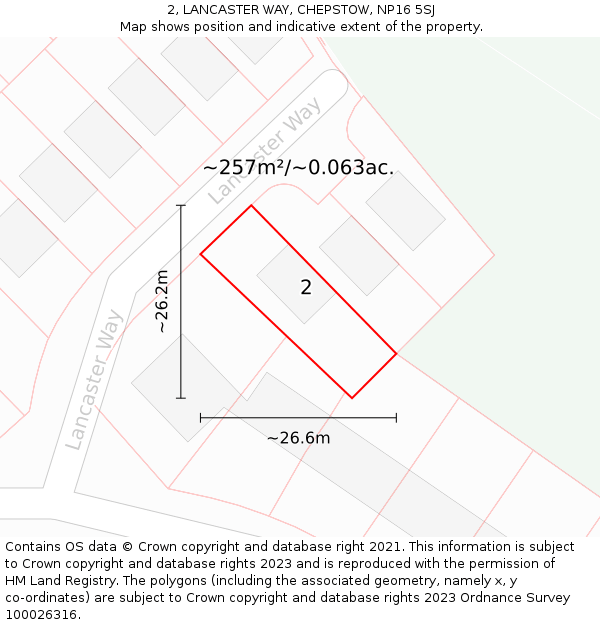 2, LANCASTER WAY, CHEPSTOW, NP16 5SJ: Plot and title map