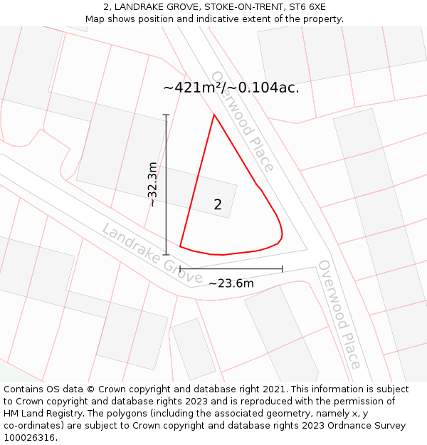 2, LANDRAKE GROVE, STOKE-ON-TRENT, ST6 6XE: Plot and title map