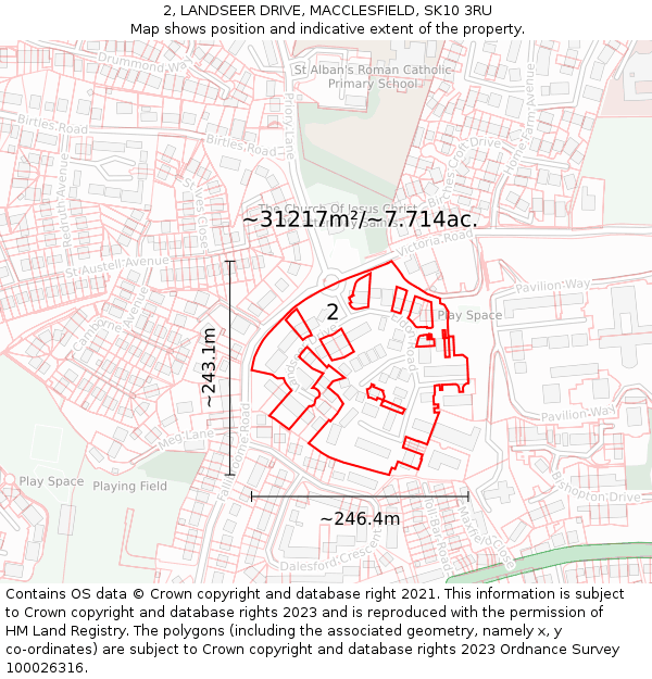 2, LANDSEER DRIVE, MACCLESFIELD, SK10 3RU: Plot and title map