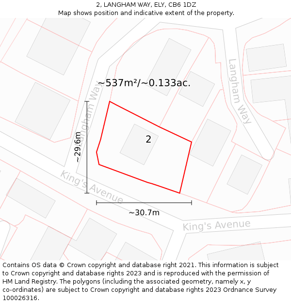 2, LANGHAM WAY, ELY, CB6 1DZ: Plot and title map