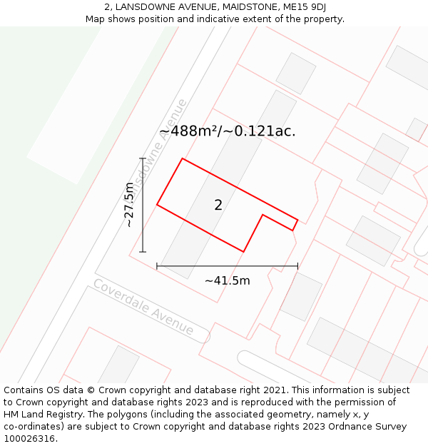 2, LANSDOWNE AVENUE, MAIDSTONE, ME15 9DJ: Plot and title map