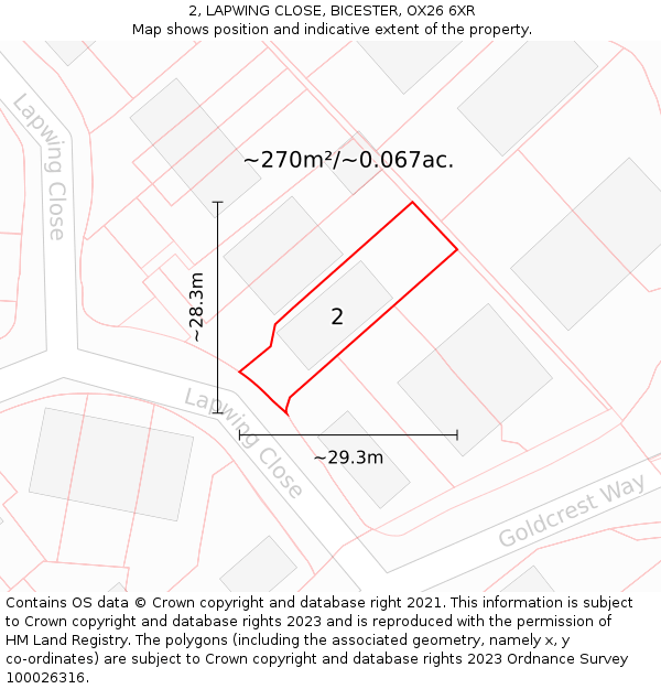 2, LAPWING CLOSE, BICESTER, OX26 6XR: Plot and title map