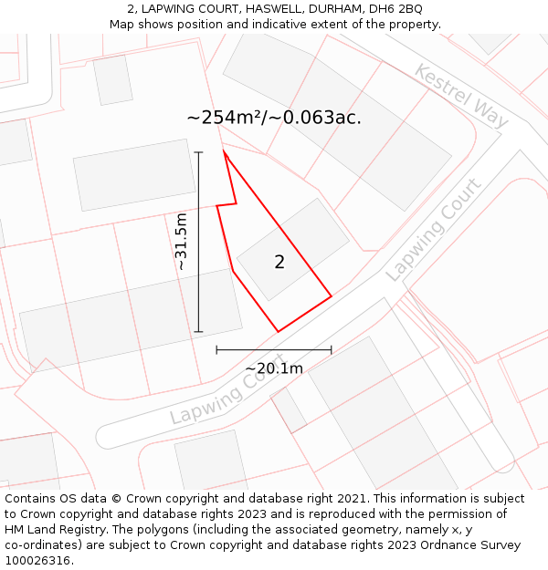 2, LAPWING COURT, HASWELL, DURHAM, DH6 2BQ: Plot and title map