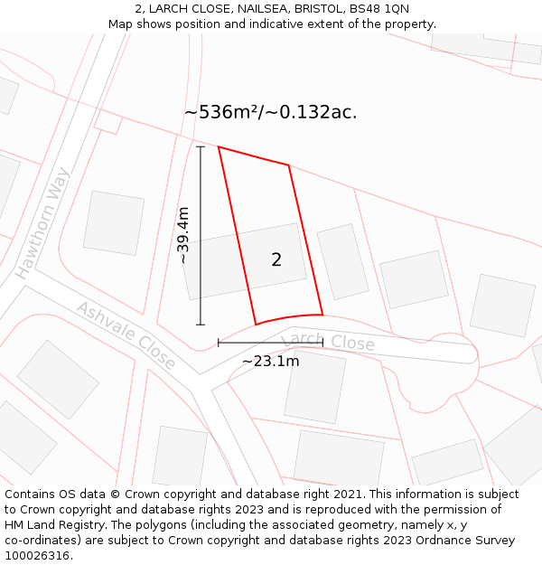 2, LARCH CLOSE, NAILSEA, BRISTOL, BS48 1QN: Plot and title map