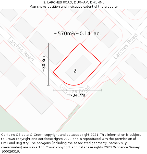 2, LARCHES ROAD, DURHAM, DH1 4NL: Plot and title map