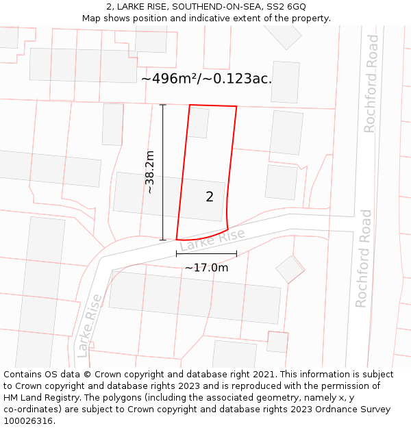 2, LARKE RISE, SOUTHEND-ON-SEA, SS2 6GQ: Plot and title map