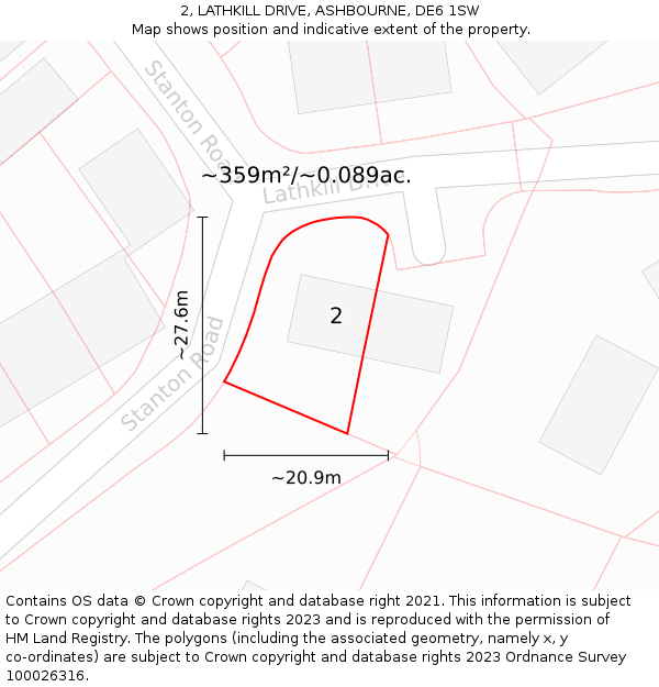2, LATHKILL DRIVE, ASHBOURNE, DE6 1SW: Plot and title map