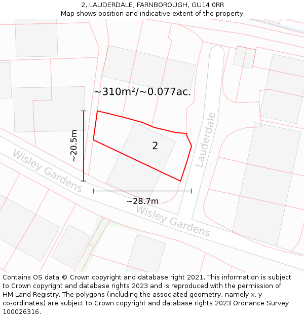 2, LAUDERDALE, FARNBOROUGH, GU14 0RR: Plot and title map