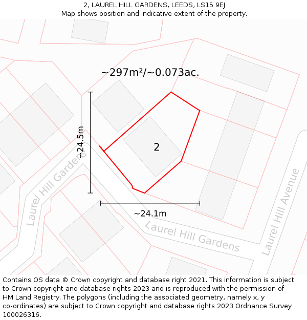 2, LAUREL HILL GARDENS, LEEDS, LS15 9EJ: Plot and title map