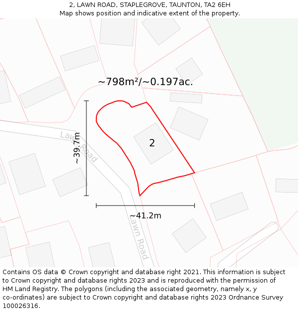 2, LAWN ROAD, STAPLEGROVE, TAUNTON, TA2 6EH: Plot and title map