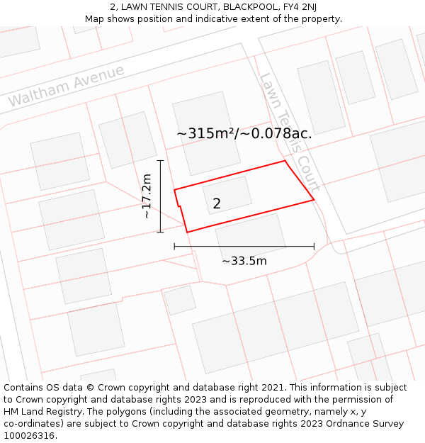 2, LAWN TENNIS COURT, BLACKPOOL, FY4 2NJ: Plot and title map