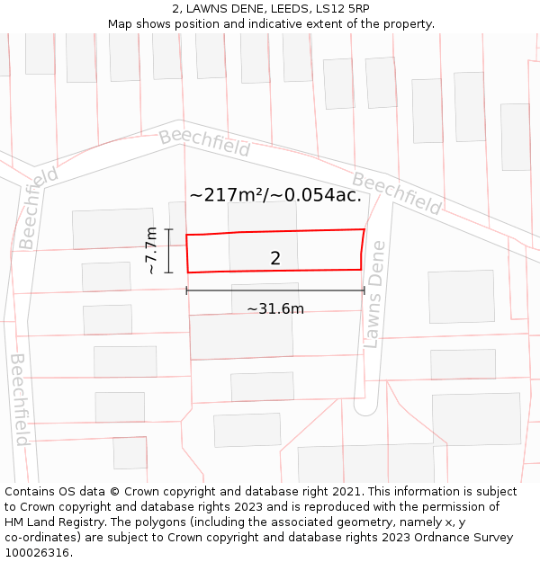 2, LAWNS DENE, LEEDS, LS12 5RP: Plot and title map