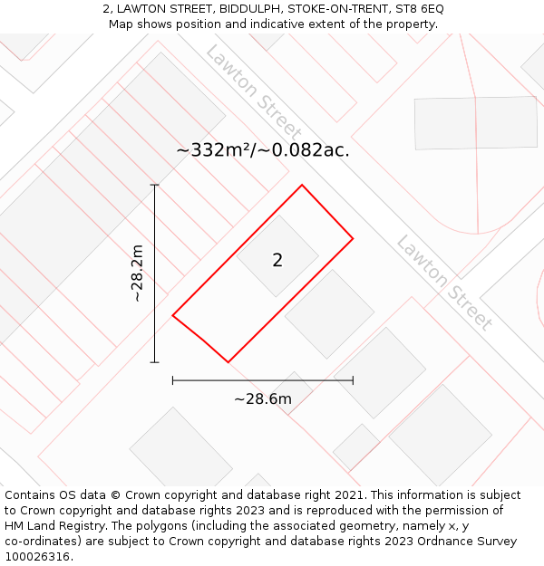 2, LAWTON STREET, BIDDULPH, STOKE-ON-TRENT, ST8 6EQ: Plot and title map