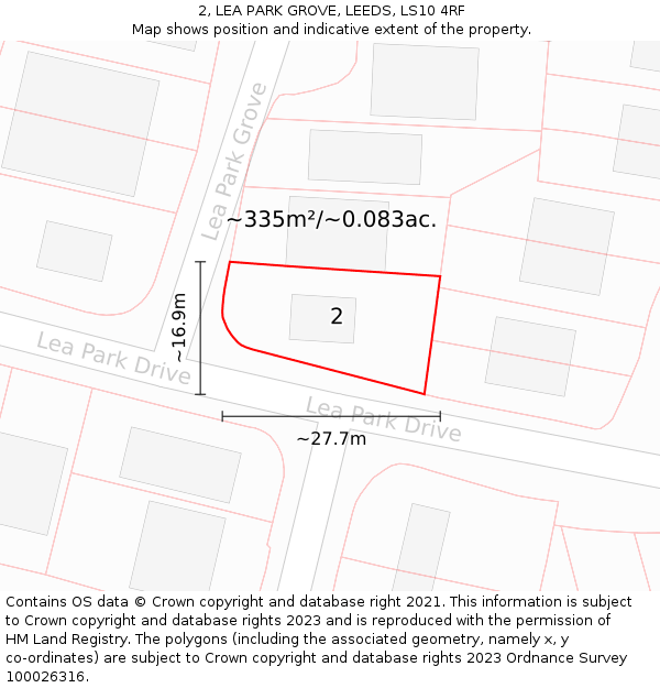 2, LEA PARK GROVE, LEEDS, LS10 4RF: Plot and title map