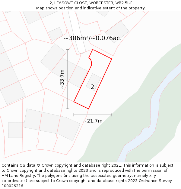 2, LEASOWE CLOSE, WORCESTER, WR2 5UF: Plot and title map