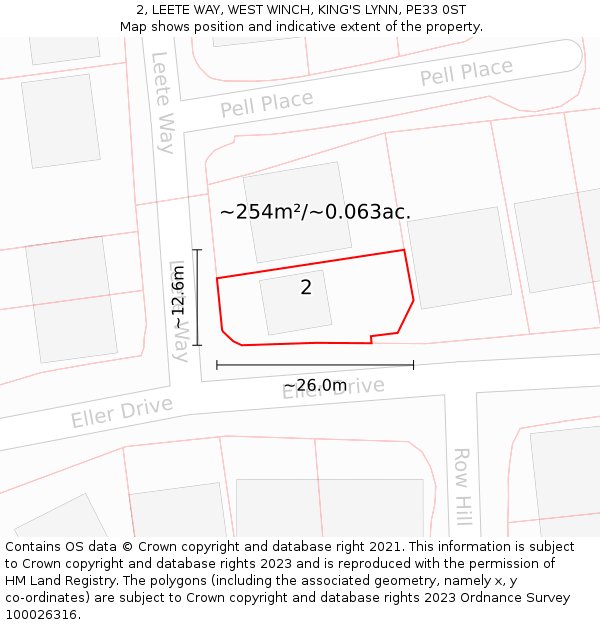 2, LEETE WAY, WEST WINCH, KING'S LYNN, PE33 0ST: Plot and title map