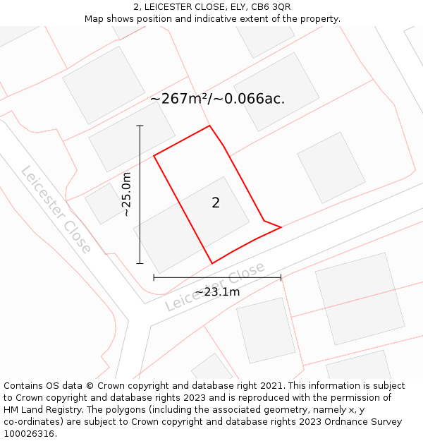 2, LEICESTER CLOSE, ELY, CB6 3QR: Plot and title map