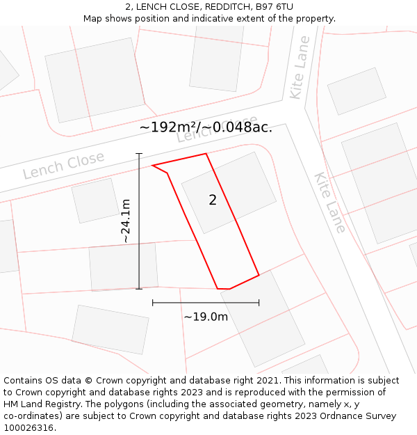 2, LENCH CLOSE, REDDITCH, B97 6TU: Plot and title map