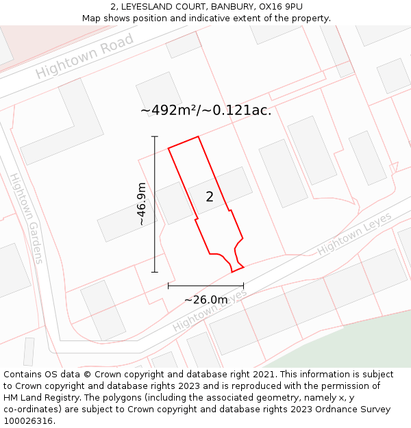 2, LEYESLAND COURT, BANBURY, OX16 9PU: Plot and title map