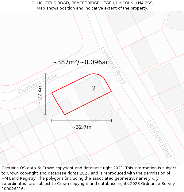 2, LICHFIELD ROAD, BRACEBRIDGE HEATH, LINCOLN, LN4 2SS: Plot and title map