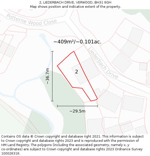 2, LIEDERBACH DRIVE, VERWOOD, BH31 6GH: Plot and title map