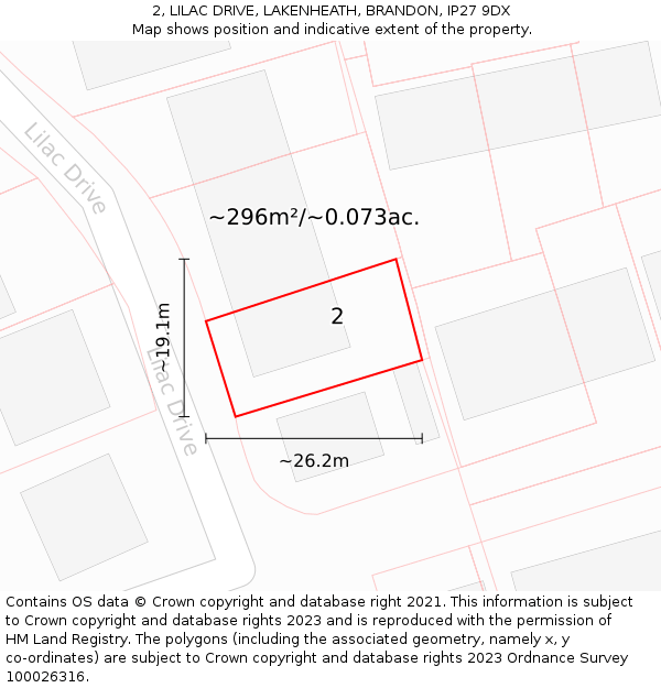 2, LILAC DRIVE, LAKENHEATH, BRANDON, IP27 9DX: Plot and title map