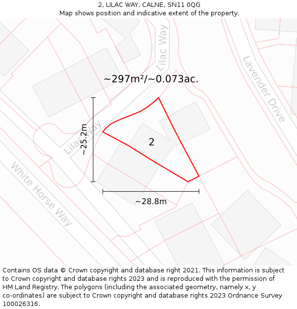 2, LILAC WAY, CALNE, SN11 0QG: Plot and title map