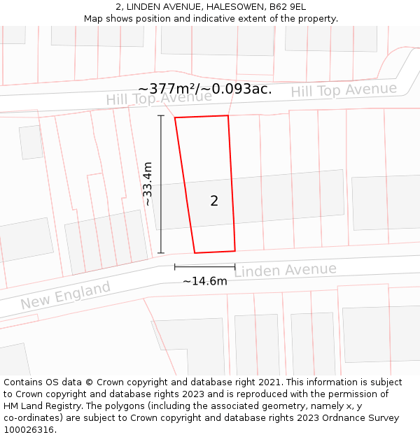 2, LINDEN AVENUE, HALESOWEN, B62 9EL: Plot and title map